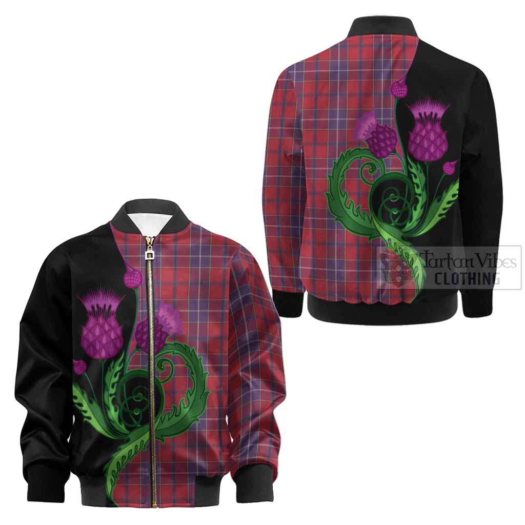 Wishart Tartan Kid Bomber Jacket Traditional Scottish Thistle