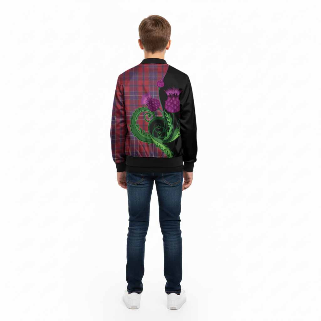 Wishart Tartan Kid Bomber Jacket Traditional Scottish Thistle