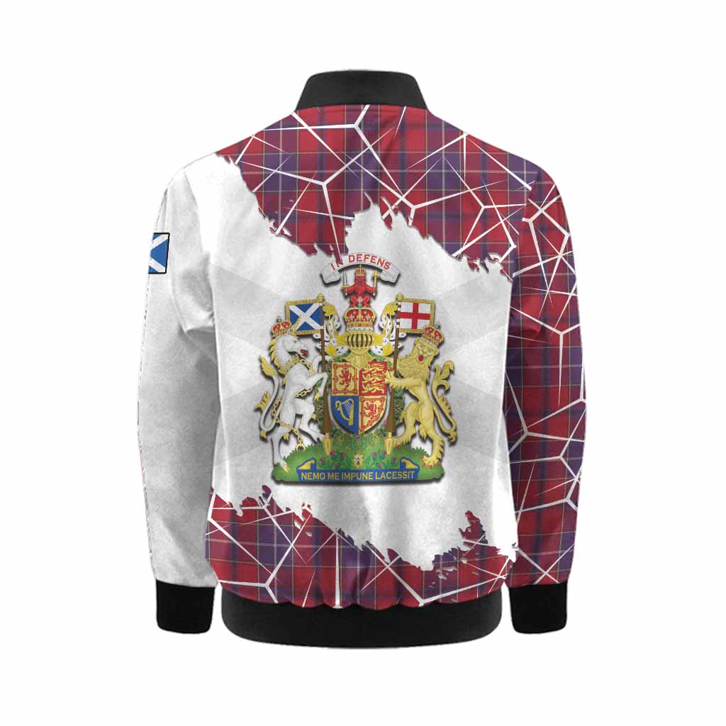 Wishart Tartan Kid Bomber Jacket with Family Crest and Lion Rampant Grunge Style