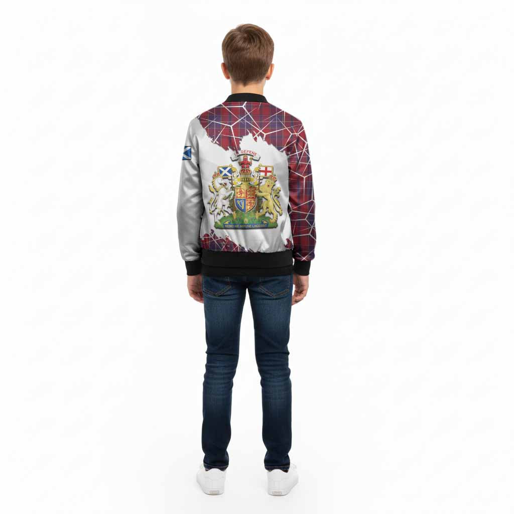 Wishart Tartan Kid Bomber Jacket with Family Crest and Lion Rampant Grunge Style