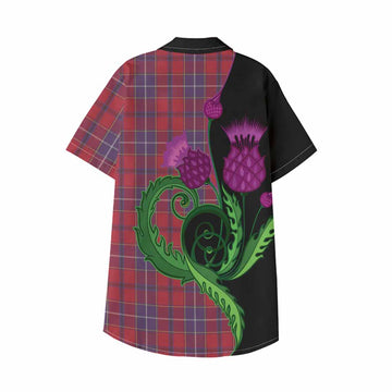 Wishart Tartan Kid Hawaiian Shirt Traditional Scottish Thistle