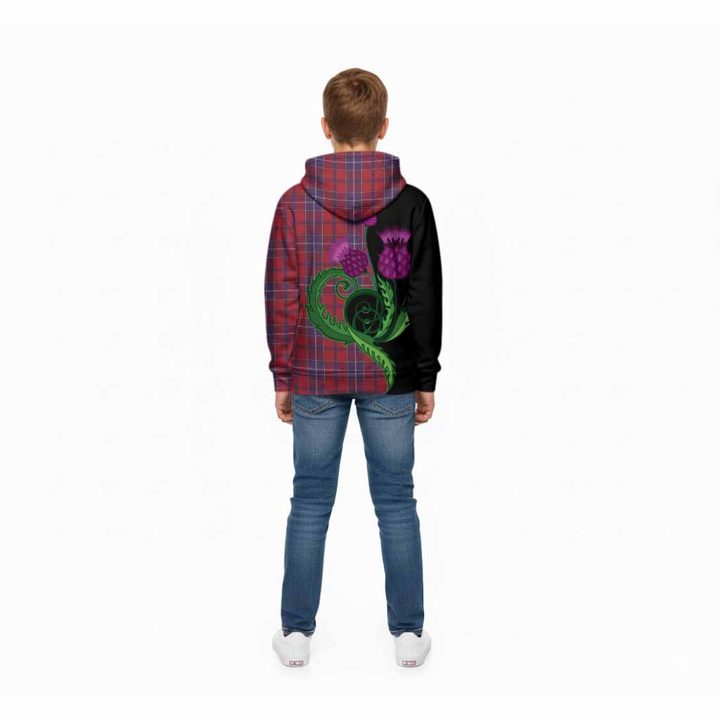Wishart Tartan Kid Hoodie Traditional Scottish Thistle