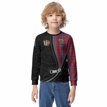 Wishart Tartan Kid Knitted Sweatshirt New Zealand Pattern Unique Zipper Stylized