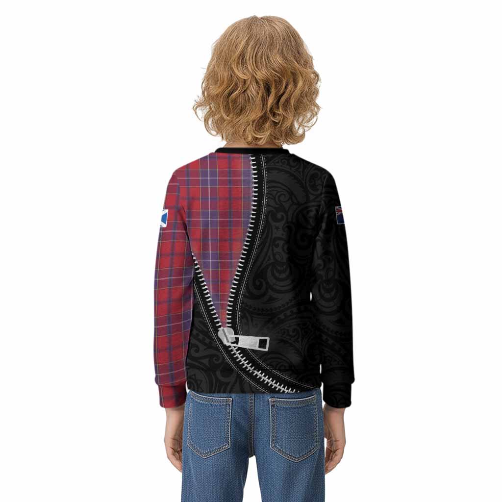 Wishart Tartan Kid Knitted Sweatshirt New Zealand Pattern Unique Zipper Stylized