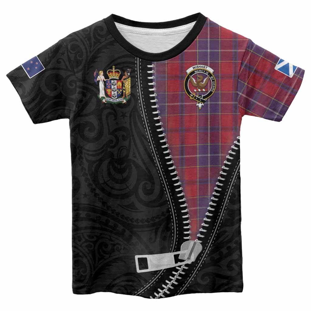 Wishart Tartan Kid T-shirt New Zealand Pattern Unique Zipper Stylized