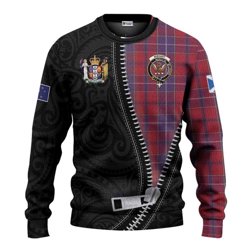 Wishart Tartan Knitted Sweater New Zealand Pattern Unique Zipper Stylized
