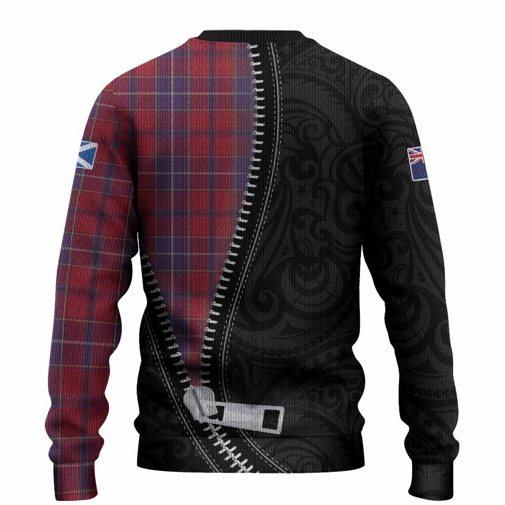 Wishart Tartan Knitted Sweater New Zealand Pattern Unique Zipper Stylized
