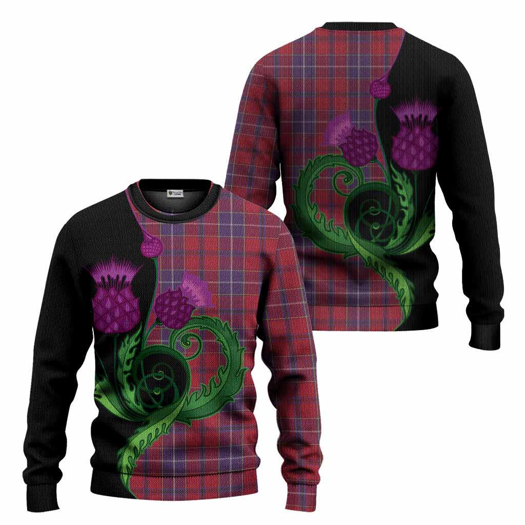 Wishart Tartan Knitted Sweater Traditional Scottish Thistle