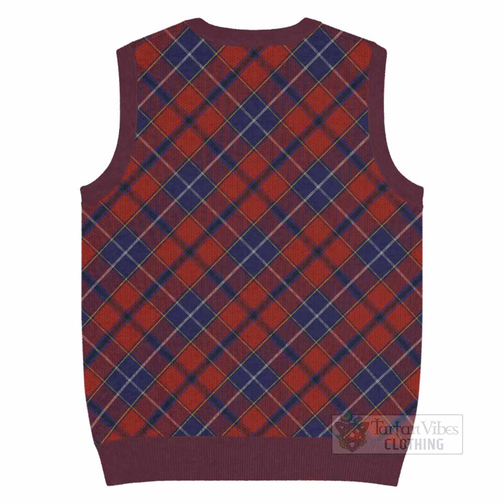 Wishart Tartan Knitted V-Neck Vest with Family Crest Cross Style