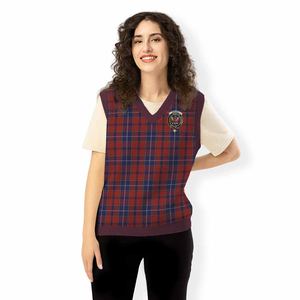 Wishart Tartan Knitted V-Neck Vest with Family Crest - Tartan Vibes Clothing