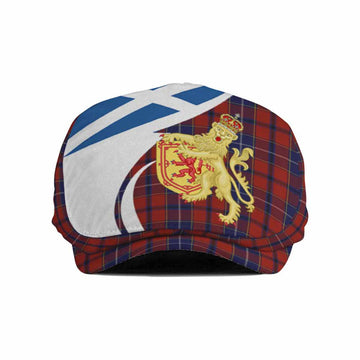 Wishart Tartan Lion Rampant Flat Cap, Jeff Cap Classic Scottish Style
