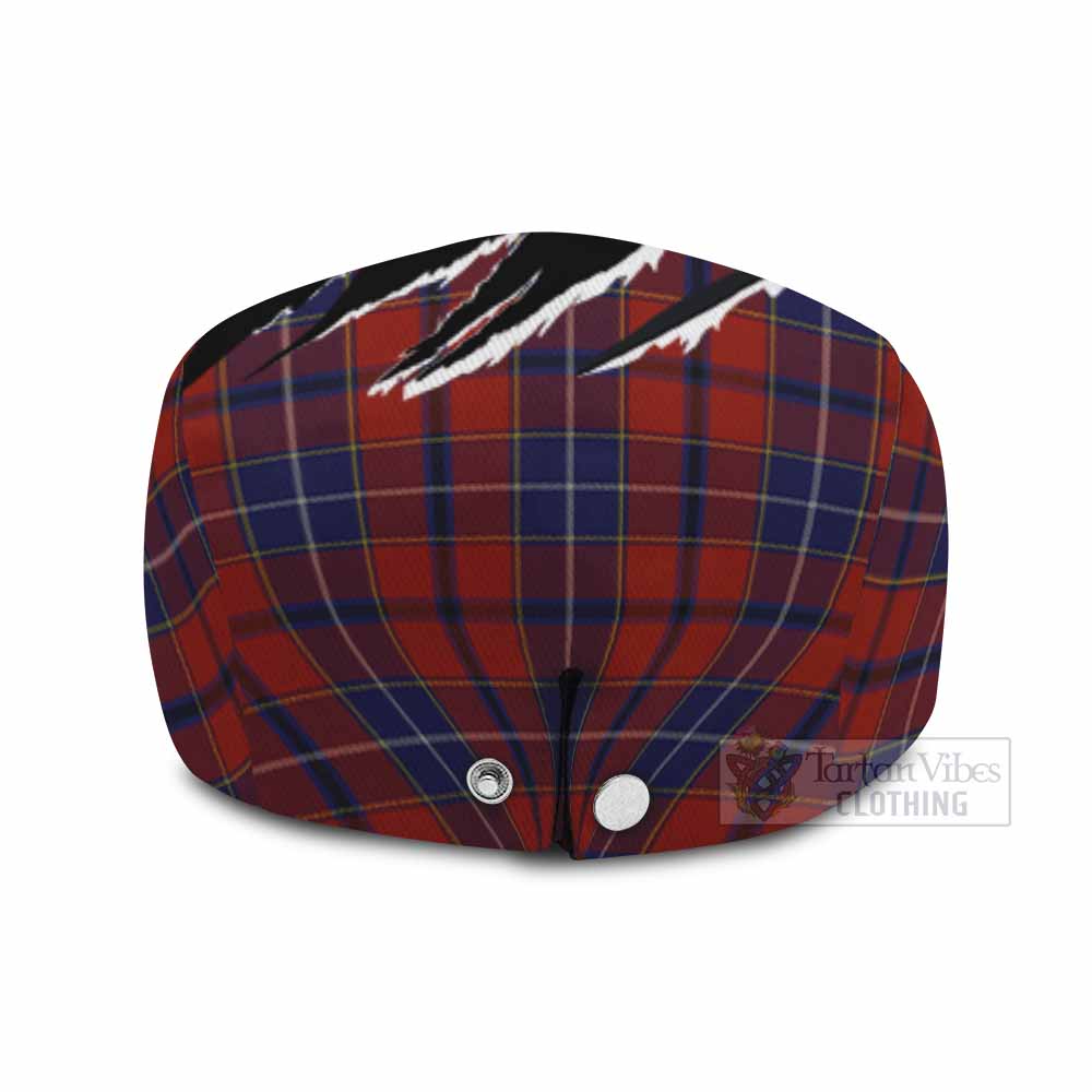 Wishart Tartan Loch Ness Monster Flat Cap, Jeff Cap Celtic Knot Nessie Art