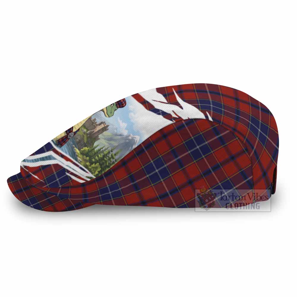 Wishart Tartan Loch Ness Monster Scottish Heritage Art Flat Cap, Jeff Cap