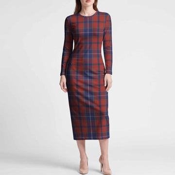 Wishart Tartan Long Sleeve Bodycon Midi Dress