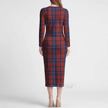 Wishart Tartan Long Sleeve Bodycon Midi Dress