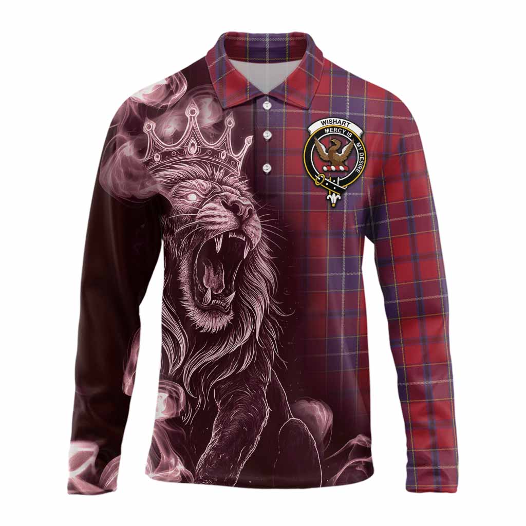 Wishart Tartan Long Sleeve Polo Shirt Roaring Lion Heritage