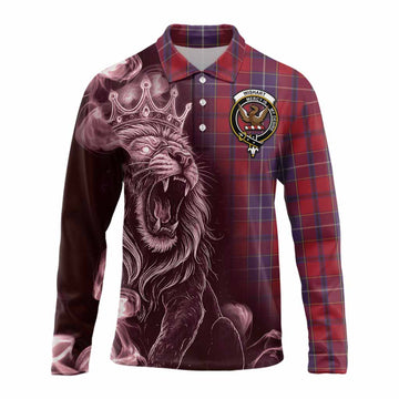Wishart Tartan Long Sleeve Polo Shirt Roaring Lion Heritage