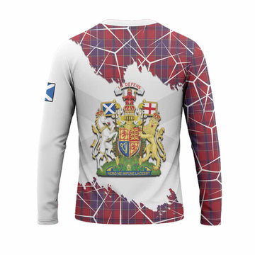 Wishart Tartan Long Sleeve T-Shirt with Family Crest and Lion Rampant Grunge Style