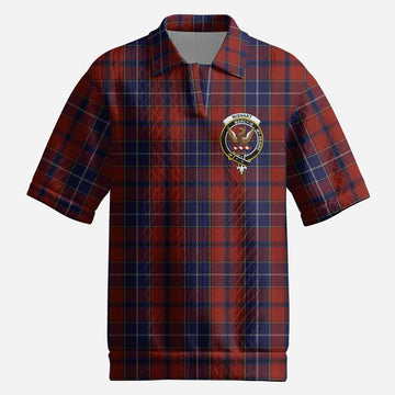 Wishart Tartan Men’s Polo Sweater Top with Family Crest