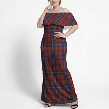 Wishart Tartan Off Shoulder Ruffle Maxi Dress