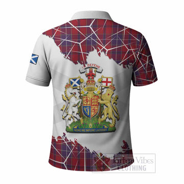 Wishart Tartan Polo Shirt with Family Crest and Lion Rampant Grunge Style