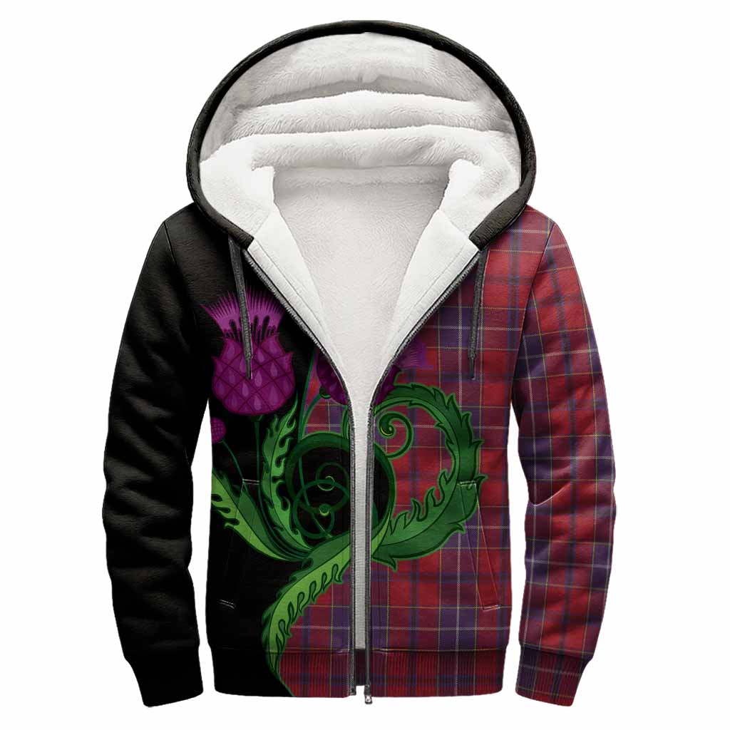 Wishart Tartan Sherpa Hoodie Traditional Scottish Thistle