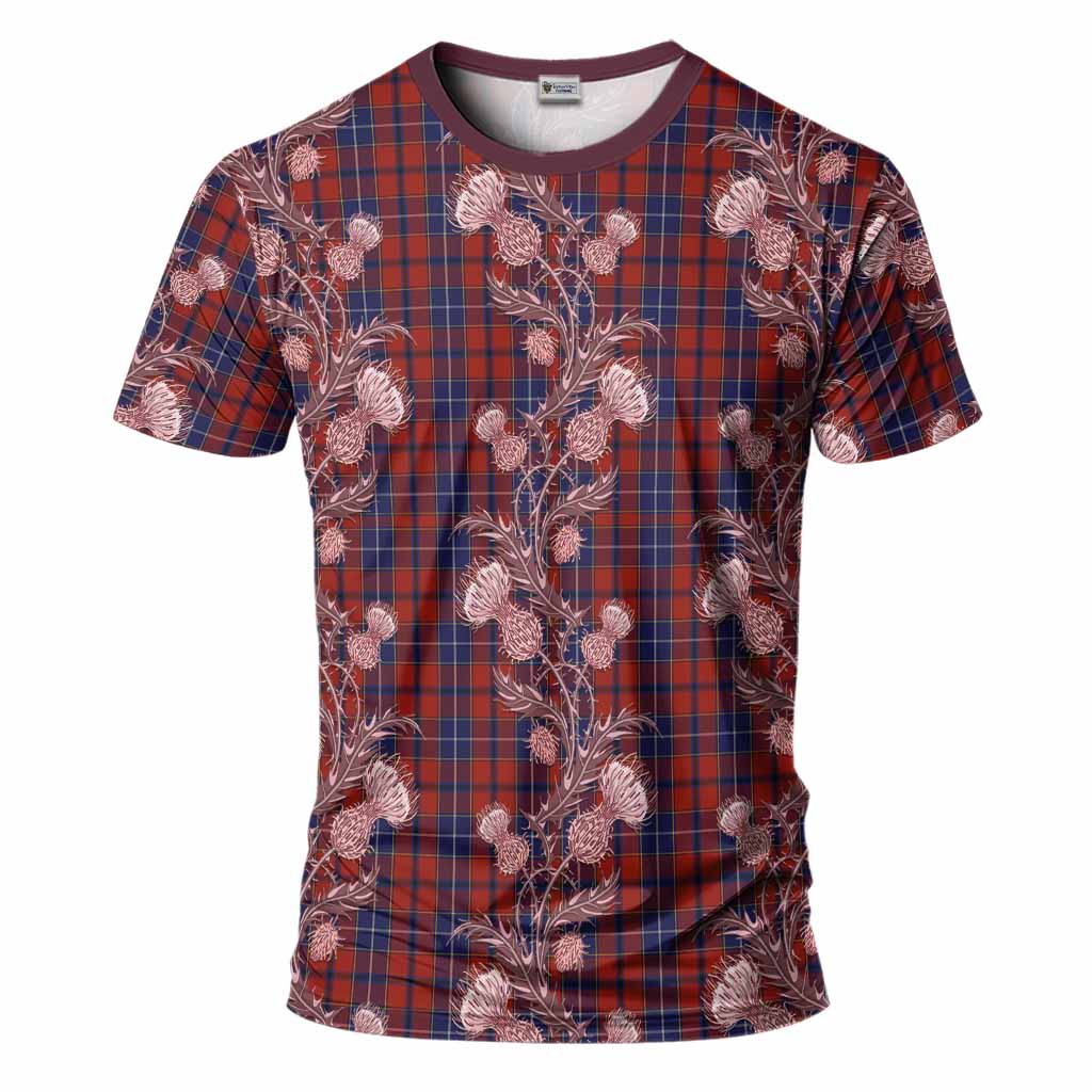 Wishart Tartan T-Shirt Seamless Scottish Thistle Flowers