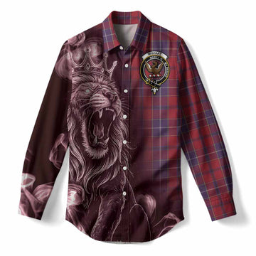 Wishart Tartan Women Casual Shirt Roaring Lion Heritage