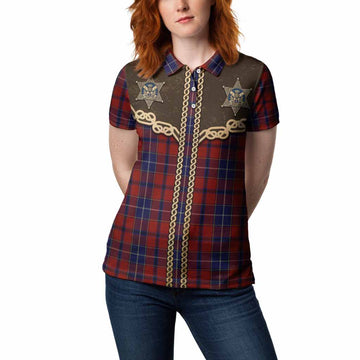 Wishart Tartan Women Polo Shirt Bigfoot Riding The Kelpie Monster