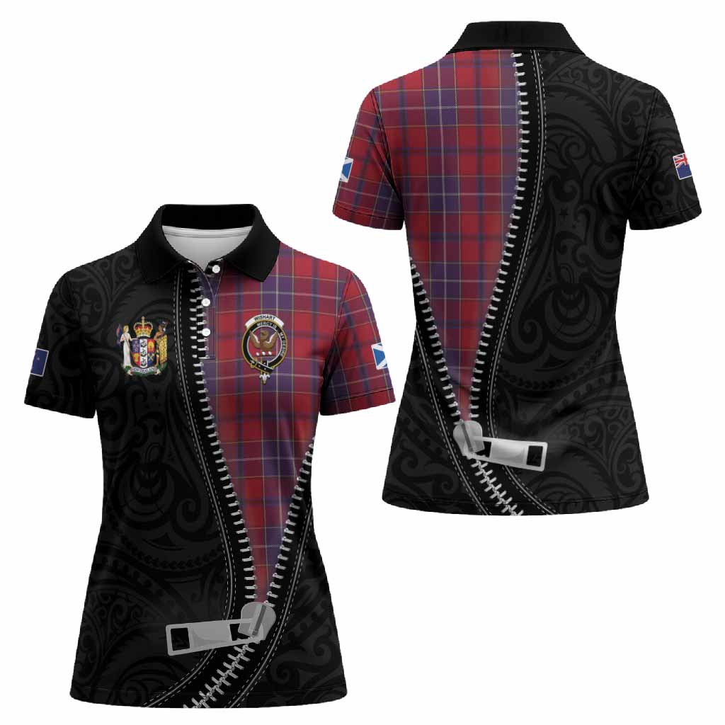 Wishart Tartan Women Polo Shirt New Zealand Pattern Unique Zipper Stylized