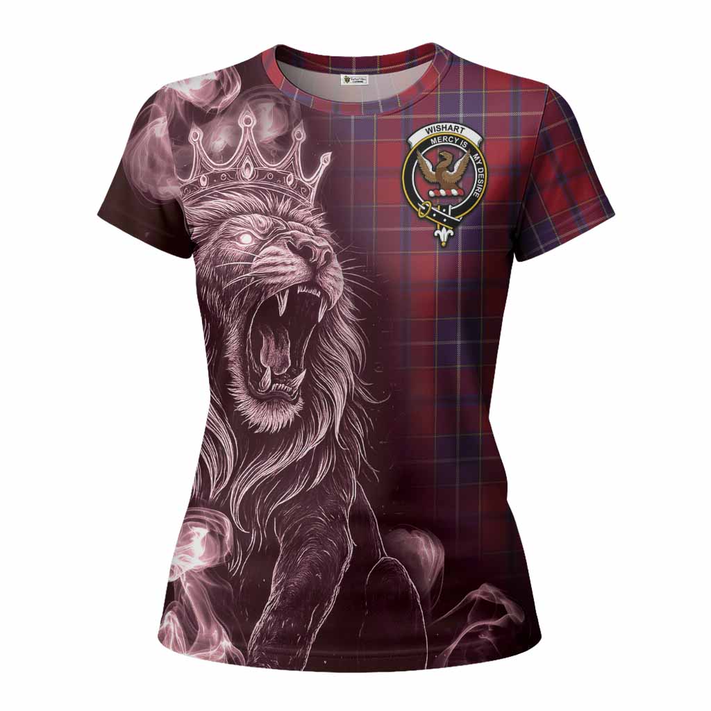 Wishart Tartan Women T shirt Roaring Lion Heritage