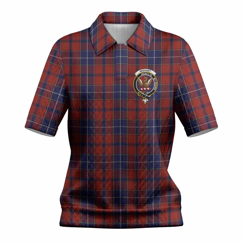 Wishart Tartan Women’s Polo Sweater Top with Family Crest