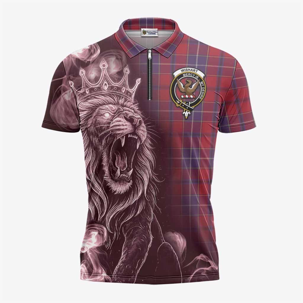 Wishart Tartan Zipper Polo Shirt Roaring Lion Heritage