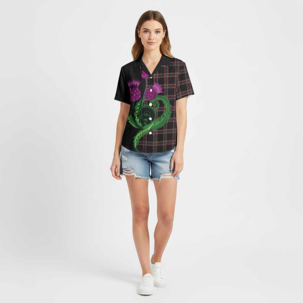Witches of Scotland Tartan Cotton Hawaiian Shirt Traditional Scottish Thistle