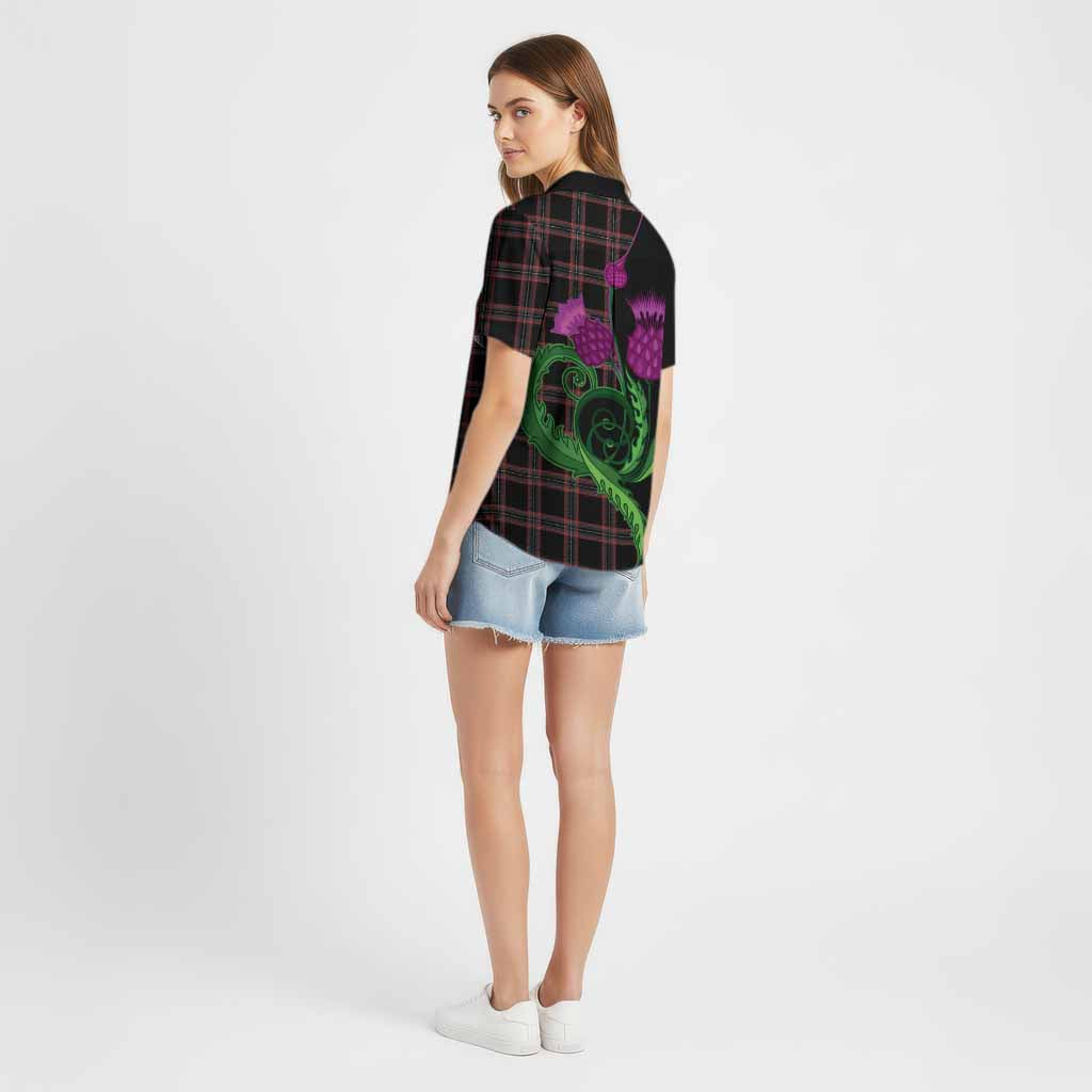 Witches of Scotland Tartan Cotton Hawaiian Shirt Traditional Scottish Thistle