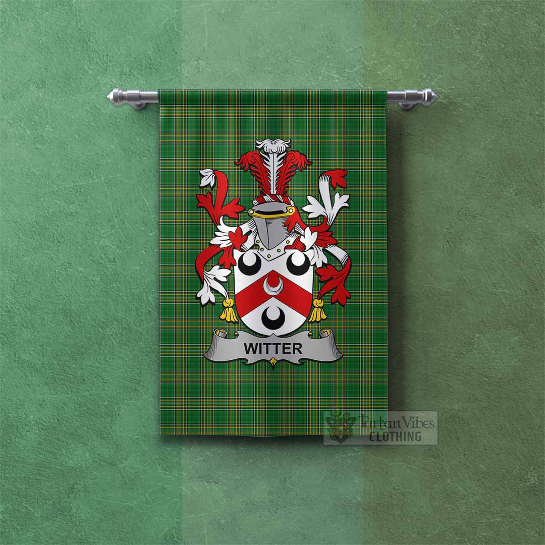 Tartan Vibes Clothing Witter Irish Clan Tartan Gonfalon, Tartan Banner with Coat of Arms