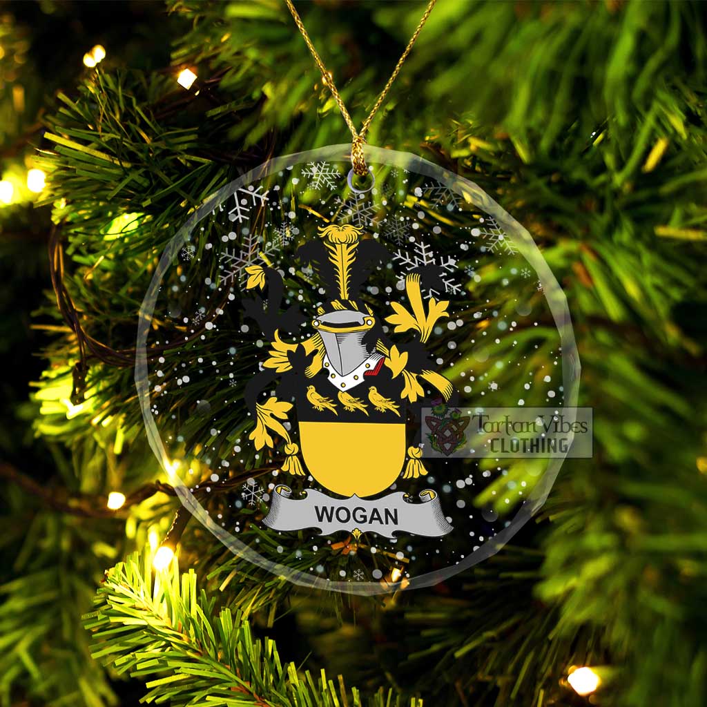 Wogan Irish Clan Christmas Glass Ornament with Coat of Arms Transparent Glass Circle - 2D-tartanvibesclothing