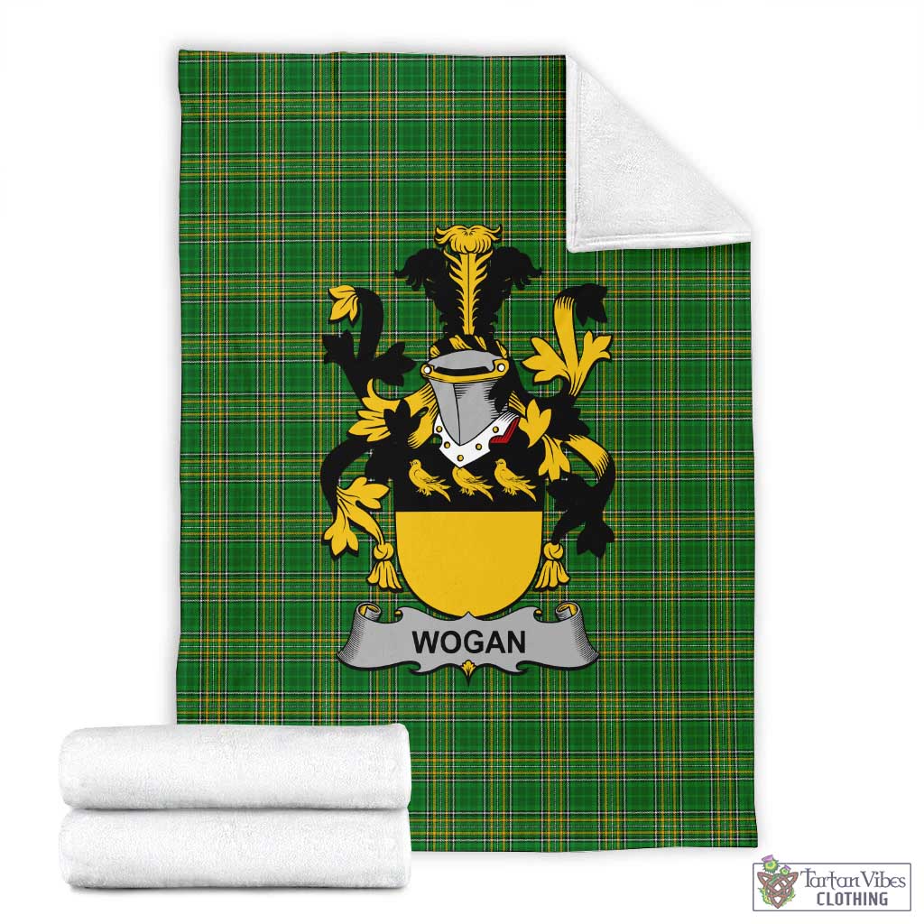 Wogan Irish Clan Tartan Blanket with Coat of Arms X-Large 59 x 79 inches 150 x 200 cm - Tartan Vibes Clothing