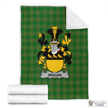 Tartan Vibes Clothing Wogan Irish Clan Tartan Blanket with Coat of Arms