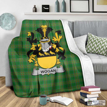 Tartan Vibes Clothing Wogan Irish Clan Tartan Blanket with Coat of Arms