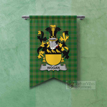 Wogan Irish Clan Tartan Gonfalon, Tartan Banner with Coat of Arms