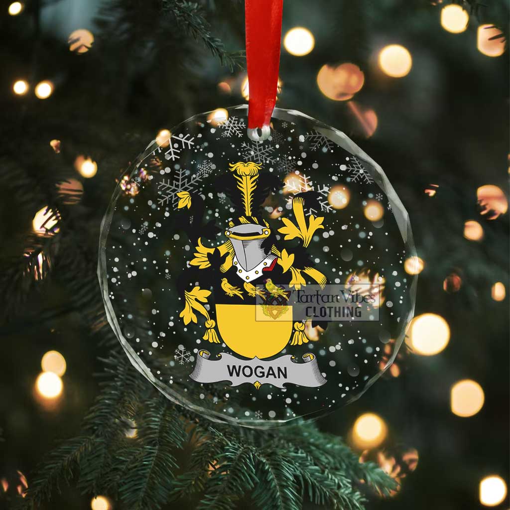 Wogan Irish Clan Christmas Glass Ornament with Coat of Arms - 2D-tartanvibesclothing