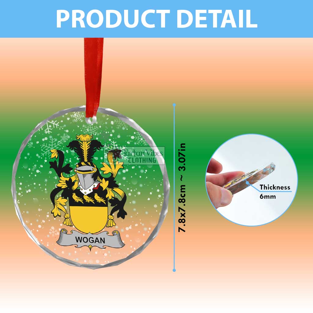 Wogan Irish Clan Christmas Glass Ornament with Coat of Arms - 2D-tartanvibesclothing