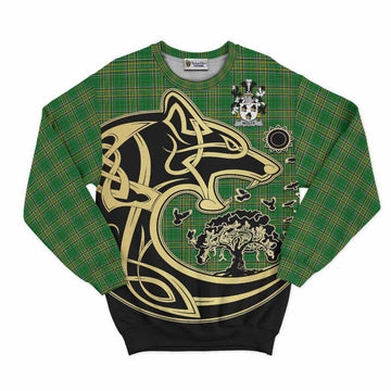 Wolfe Irish Tartan Sweatshirt with Coat of Arms Celtic Wolf Style Unisex - Tartan Vibes Clothing