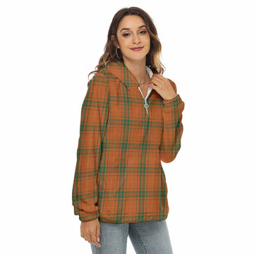 Wolfe Tartan Women's Borg Fleece Hoodie with Half Zip