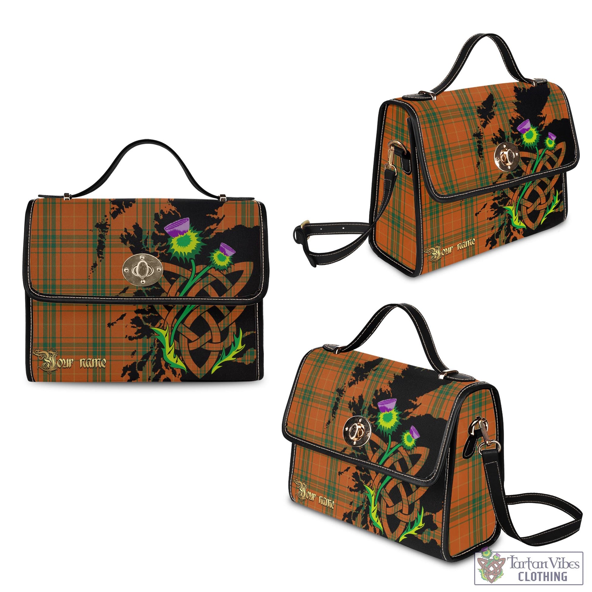 Tartan Vibes Clothing Wolfe Tartan Waterproof Canvas Bag with Scotland Map and Thistle Celtic Accents