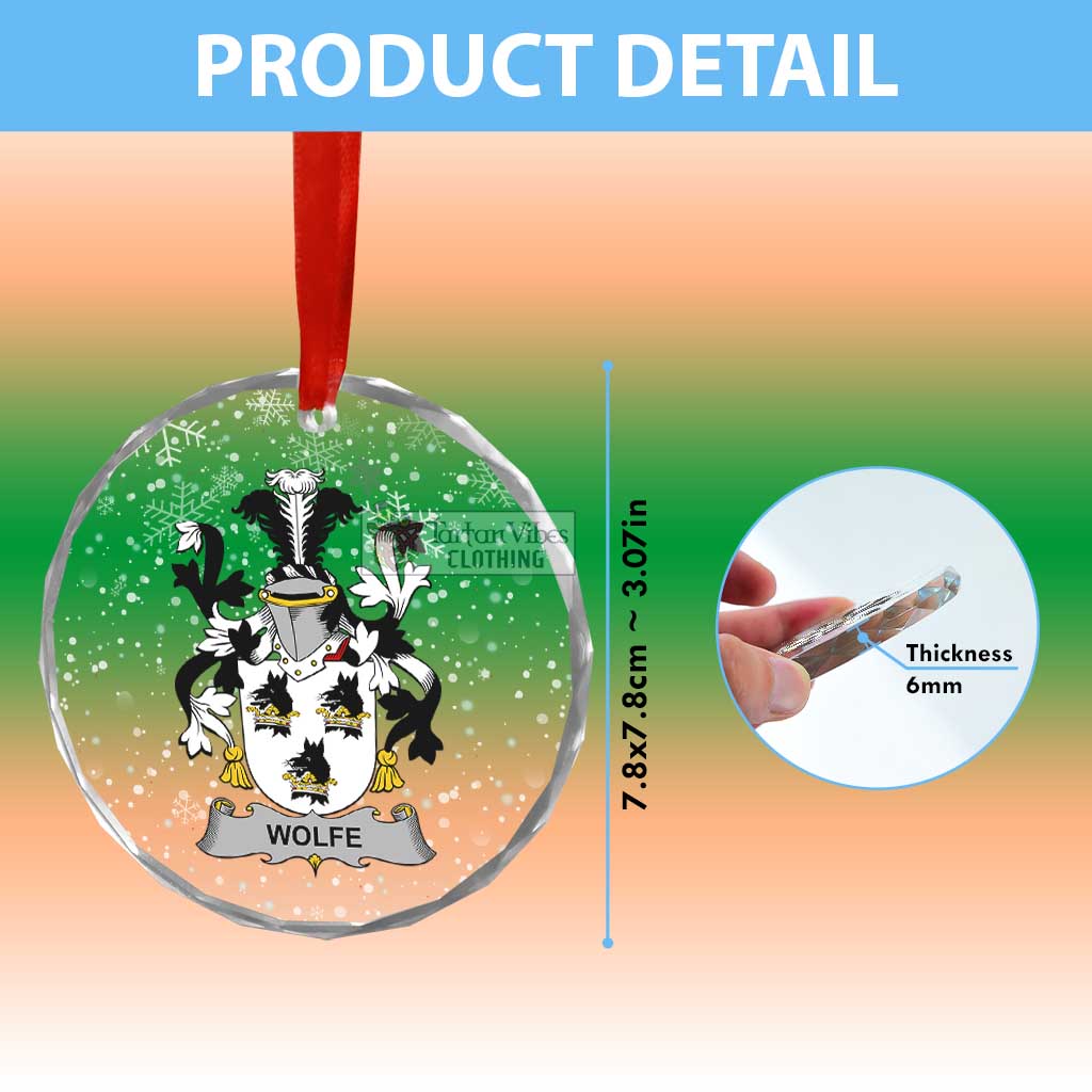 Wolfe Irish Clan Christmas Glass Ornament with Coat of Arms - 2D-tartanvibesclothing
