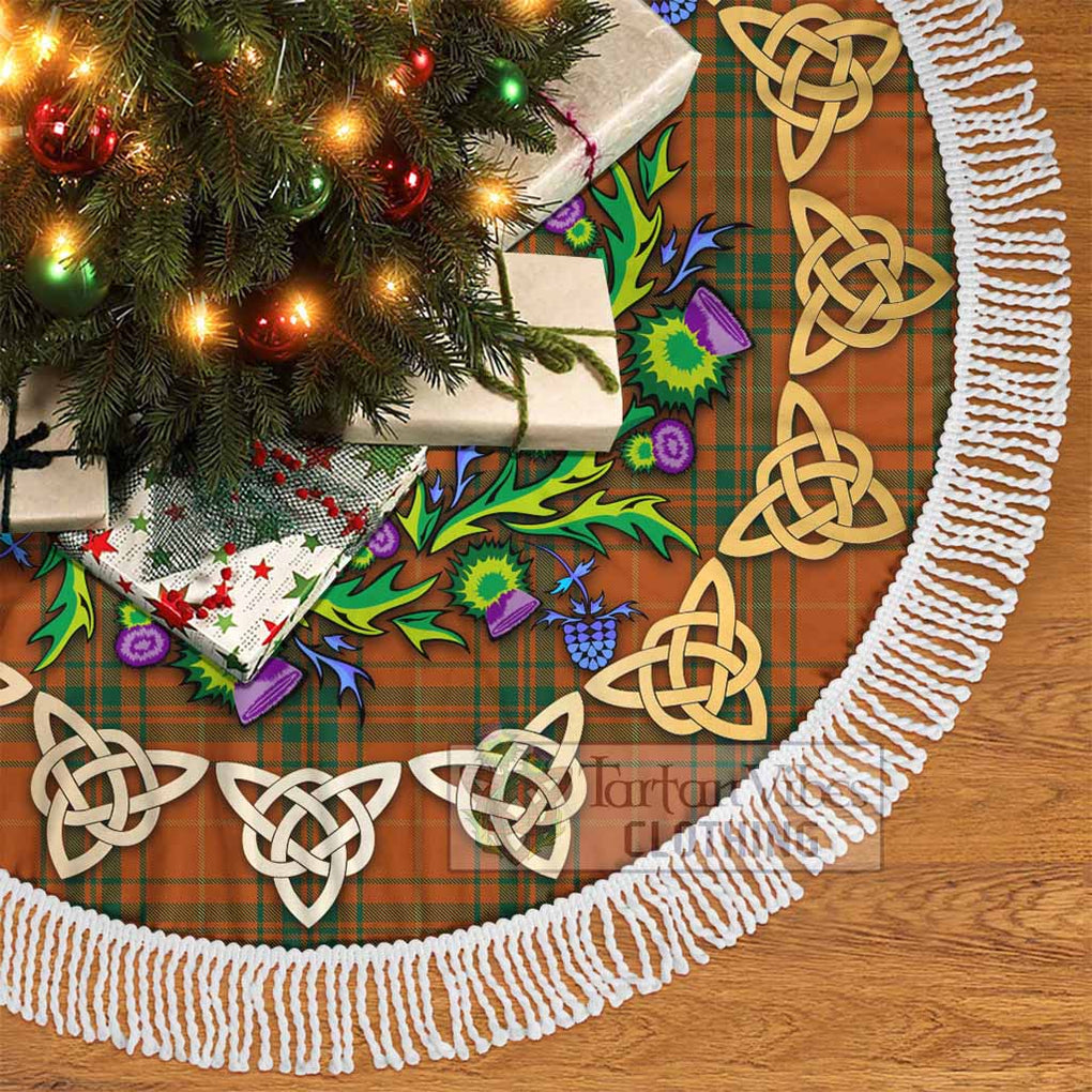Tartan Vibes Clothing Wolfe Tartan Christmas Tree Skirt with Thistle Celtic Knot Style