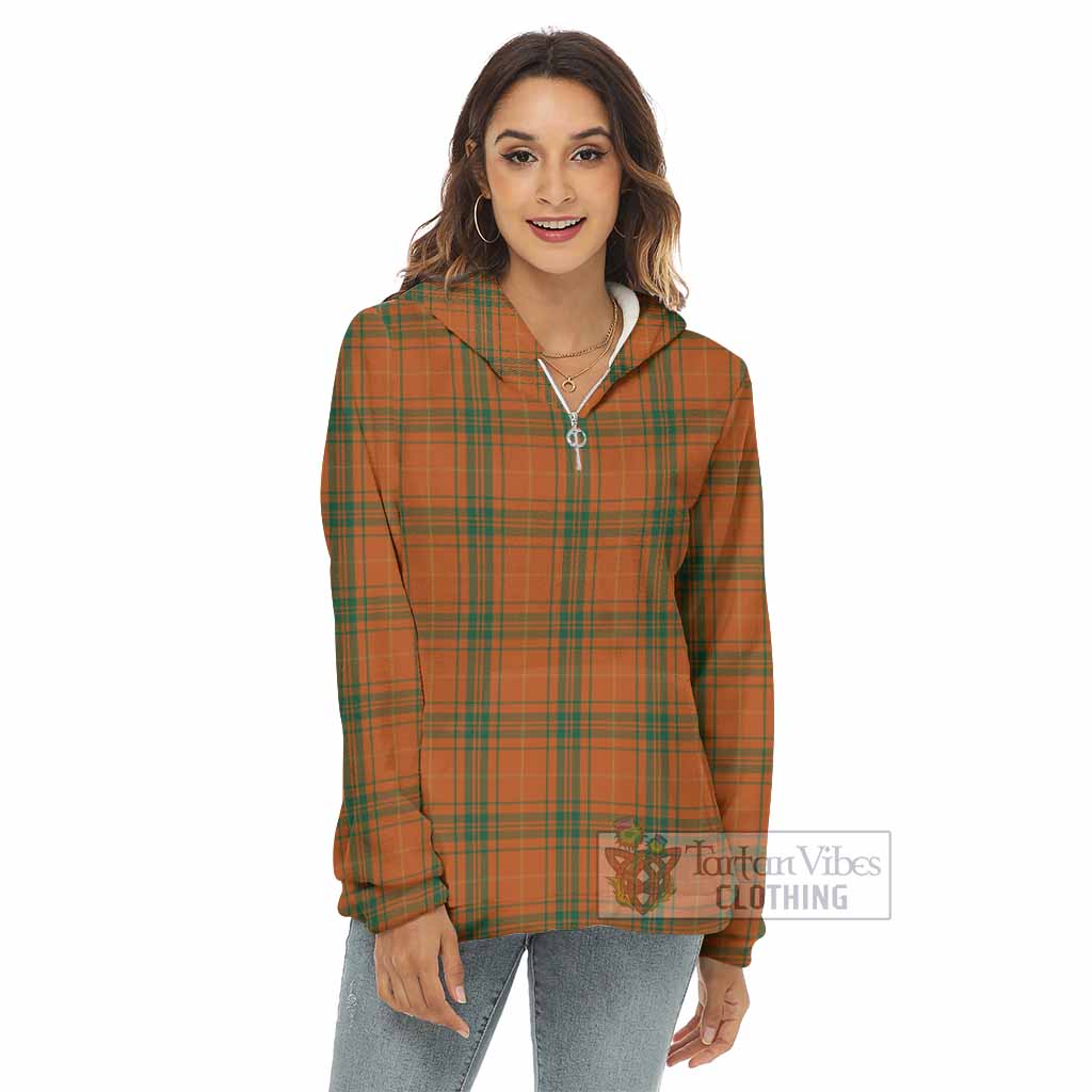 Tartan Vibes Clothing Wolfe Tartan Women's Borg  Half Zip Fleece Hoodie