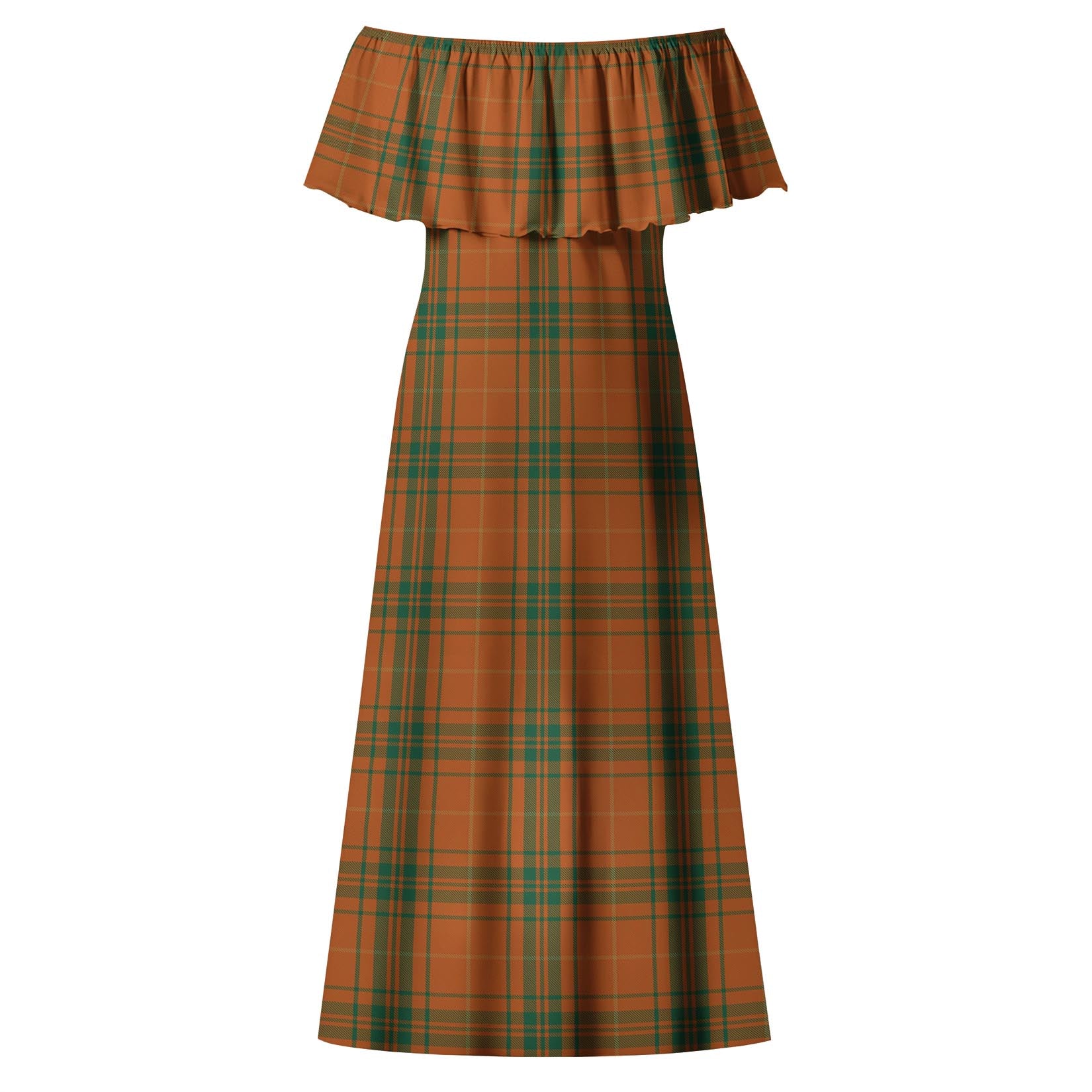 Wolfe Tartan Off Shoulder Long Dress - Tartanvibesclothing